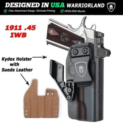 Warriorland Kydex Holster with Suede Leather IWB Holster for 1911 Model Pistols