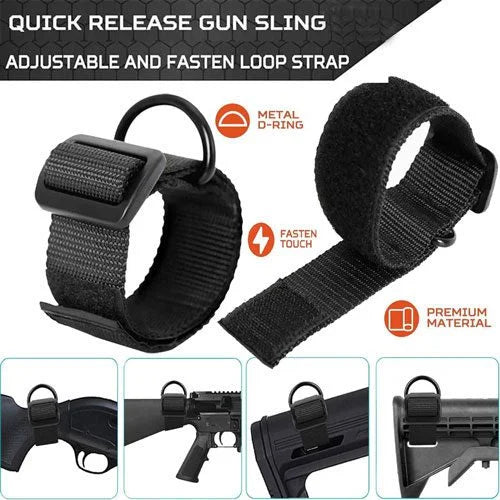 GunAlly Tactical Gun Sling 2 Pcs Strap with D Ring Loop Attachment for Shotgun Rifle Buttstock