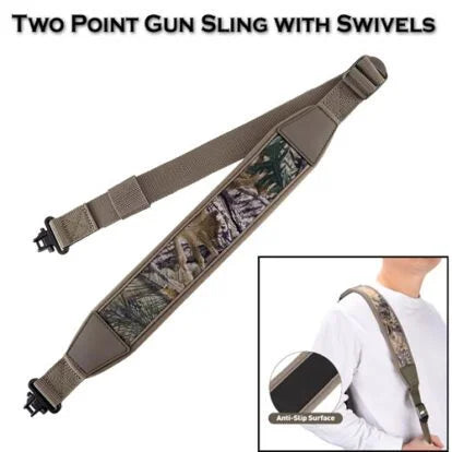 Hunting Shooting Two Point Gun Sling with Swivels,Durable Shoulder Padded Strap,Length Adjuster