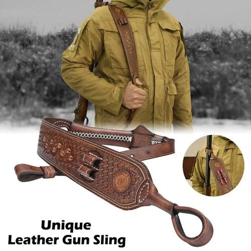 Vintage Leather Rifle Ammo Holder Gun Sling Quickly Strap the Barrel